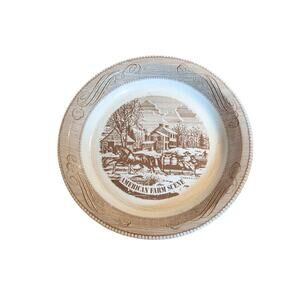 Vintage Currier & Ives American Farm Scene Pie Plate by Royal China...